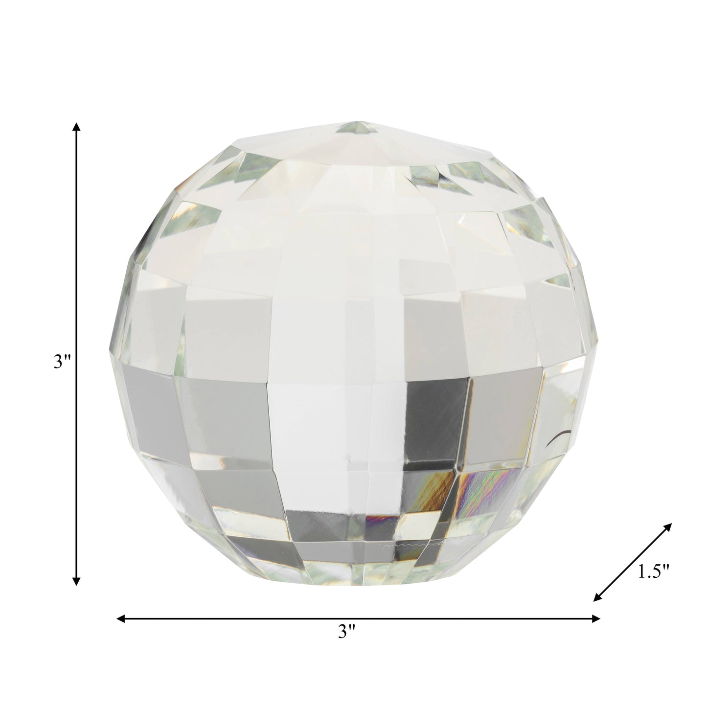 Clear 3 in. Crystal Glass Modern Solid Round Orb