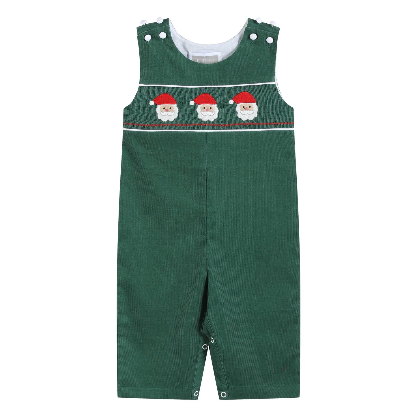 Green Corduroy Santa Smocked Overalls