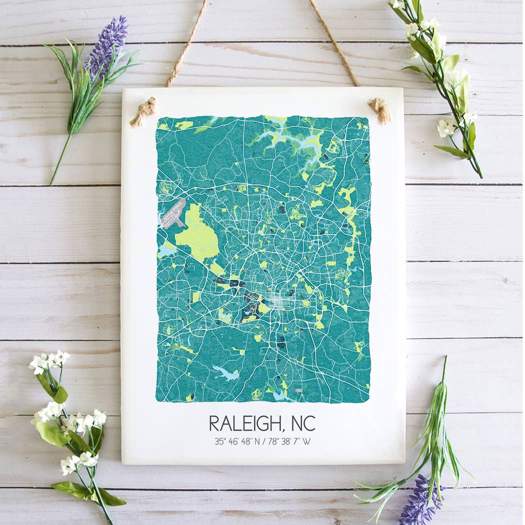 Raleigh North Carolina Map Tile Sign - Ceramic Tile Sign