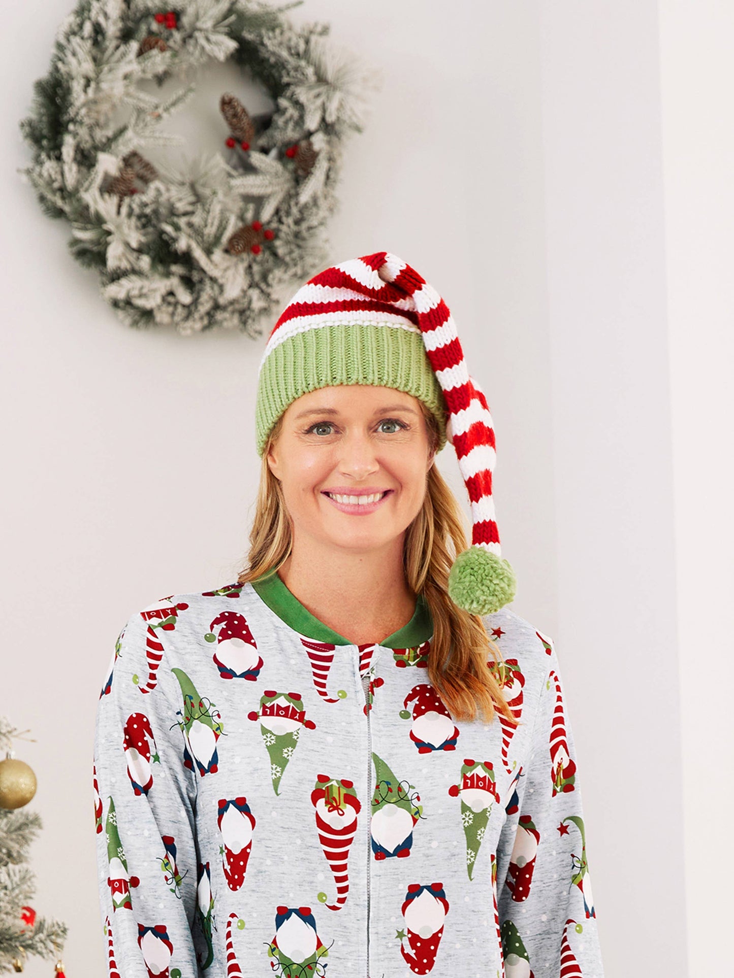 Christmas Family Crochet Red & Green Striped Knit Hat