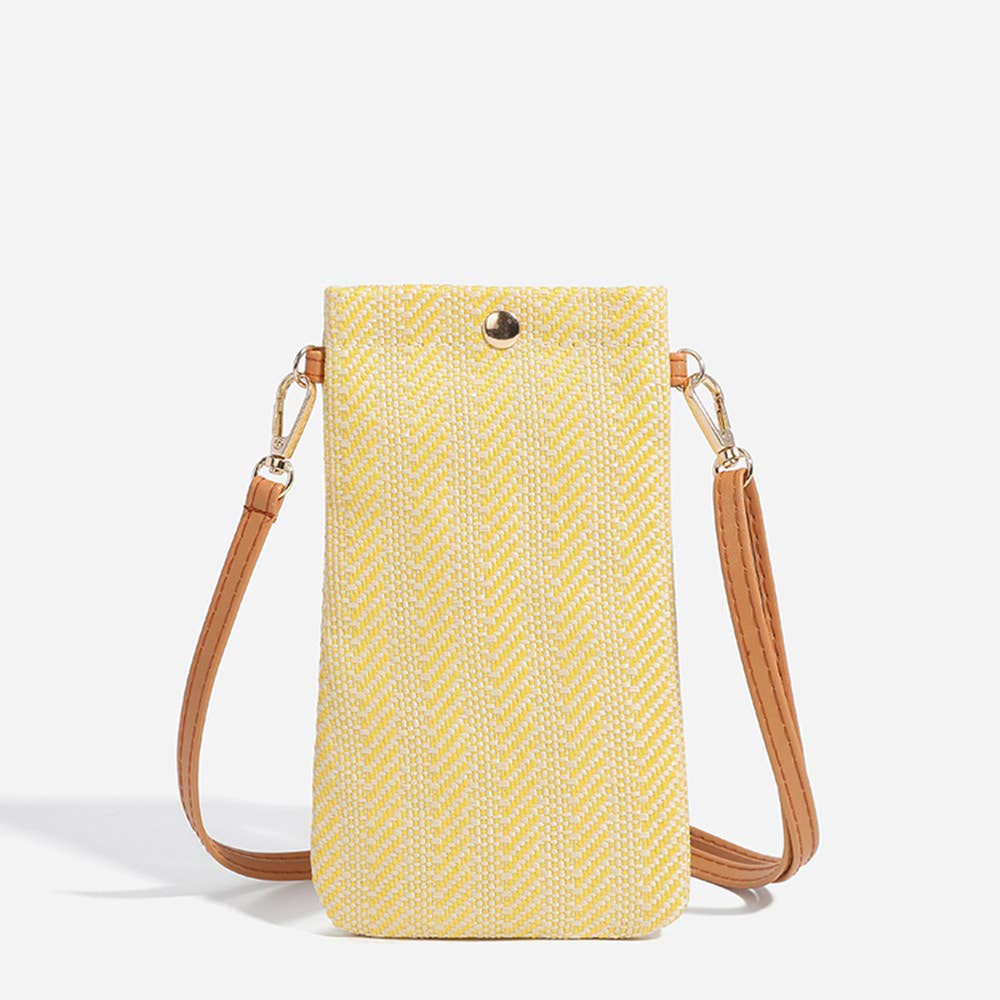 Straw Vertical Mobile Phone Bag And Coin Purse