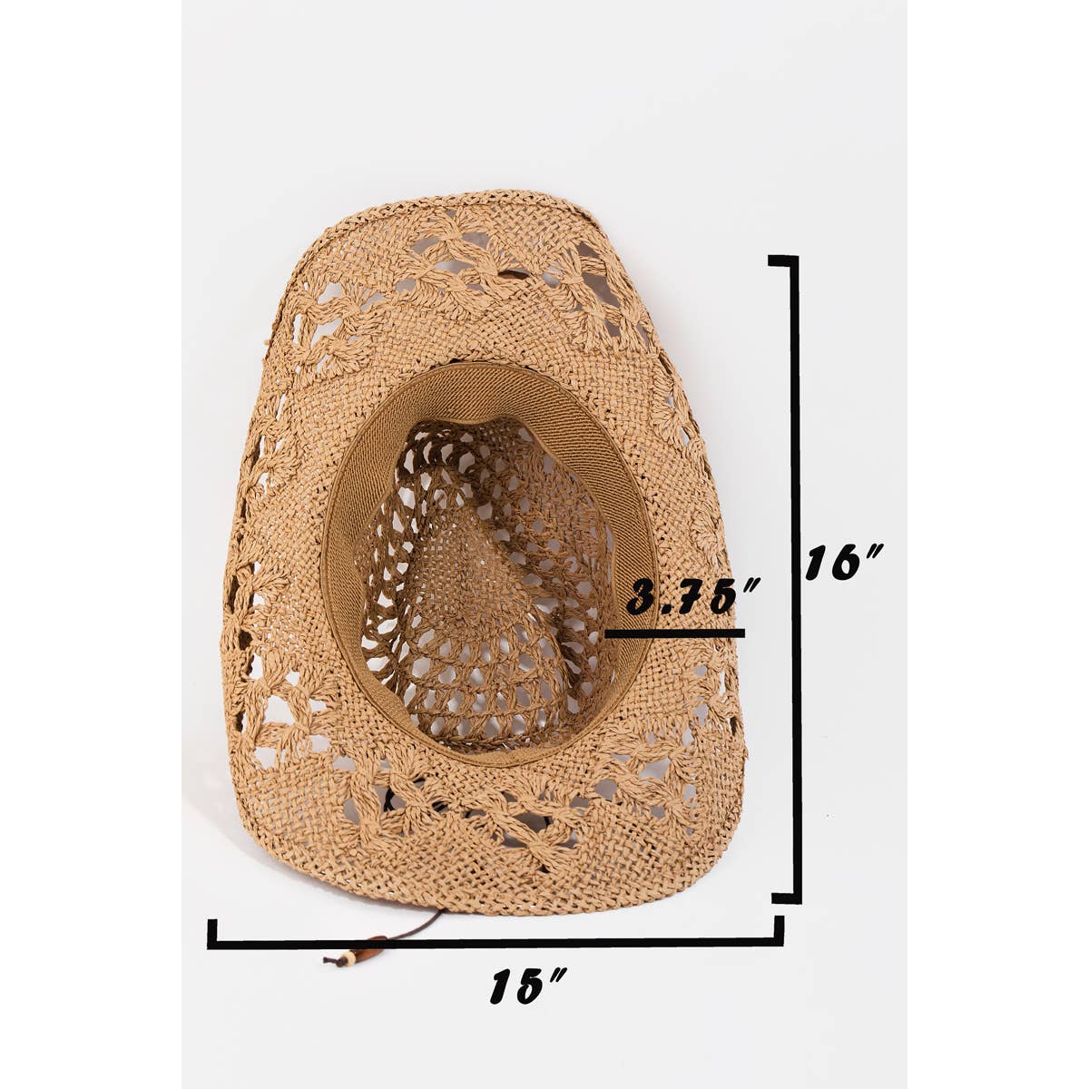 Straw Braided Beaded Strap Cowboy Hat