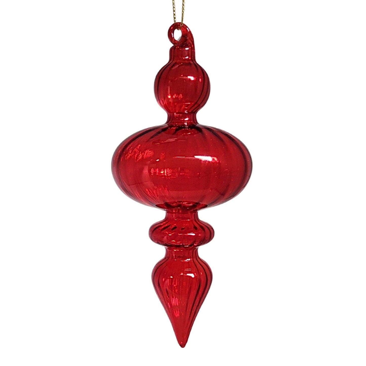 Swirl Glass Finial Ornament - Red 6"