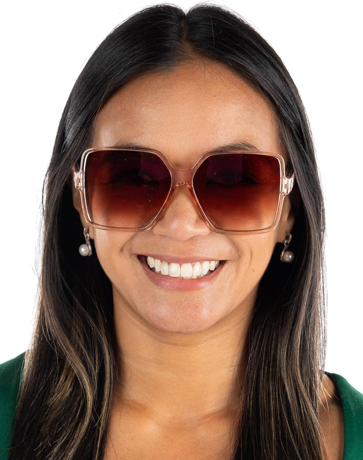 Oversized Square Sunglasses - Brown Frames/Ombre Brown
