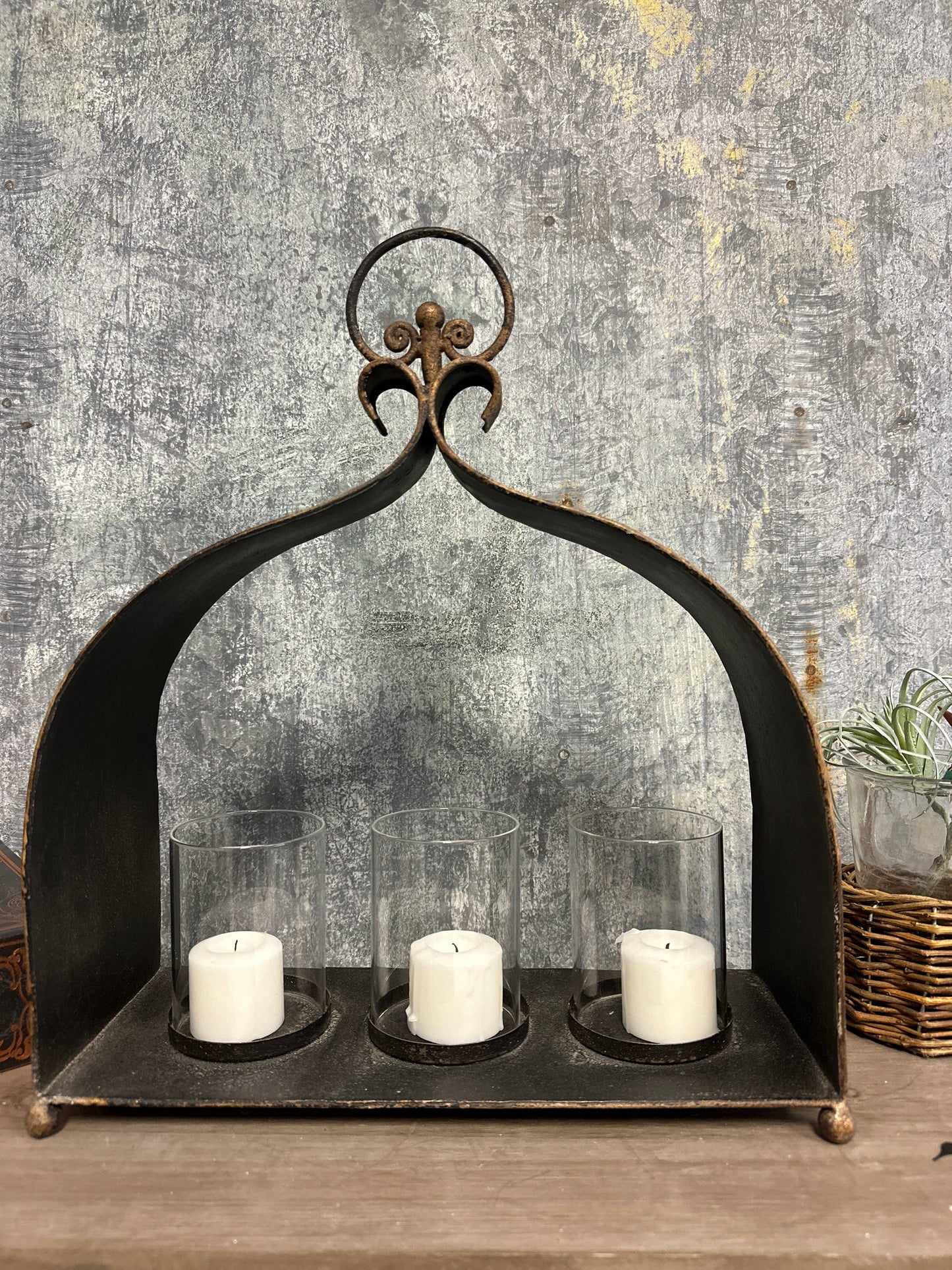 Cast Iron Triple Candleholder