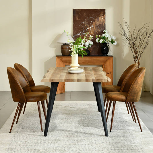 5-Piece Dining Set-63" Wave-Edge Wal Table and Chair Options