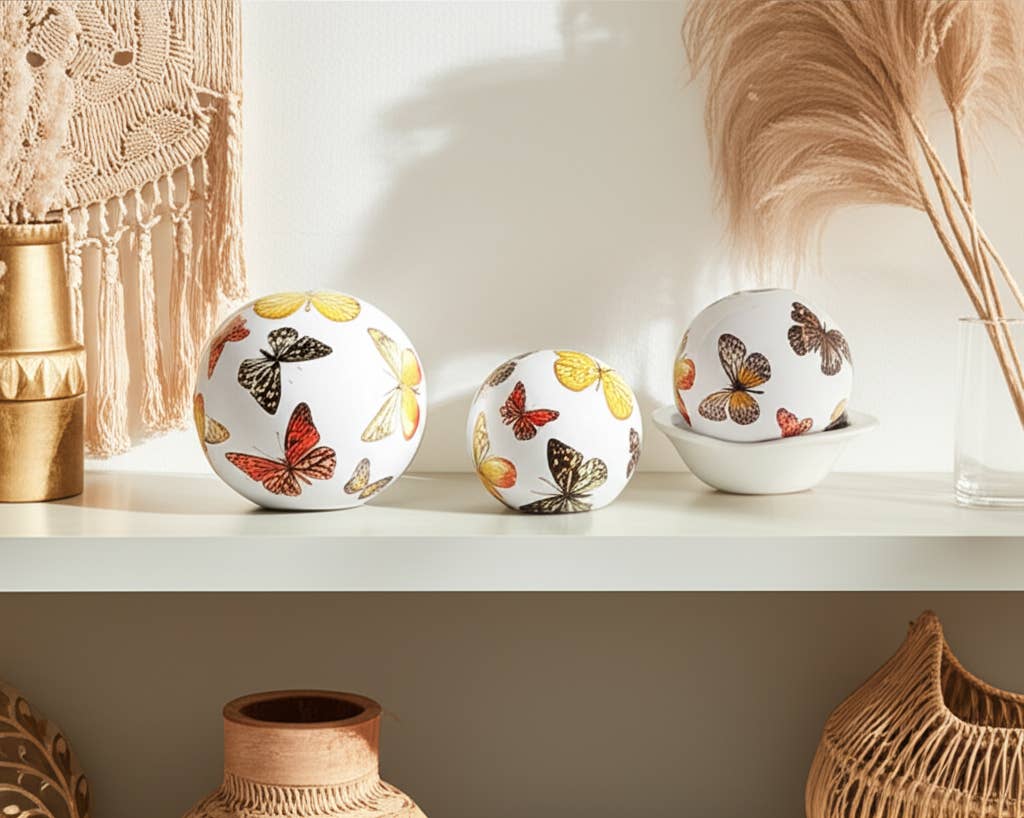 Ceramic Butterfly Print Orbs