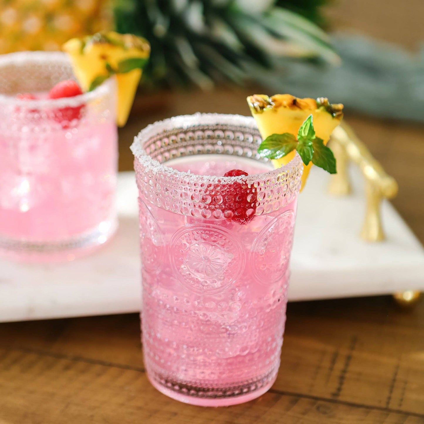 13 oz. Beaded Floral Clear Drinking Glasses