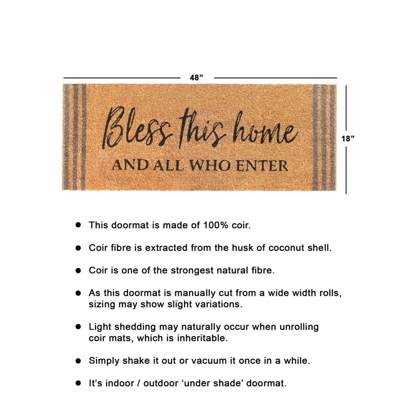RugSmith Black Bless This Home and All Doormat, 18" x 48"