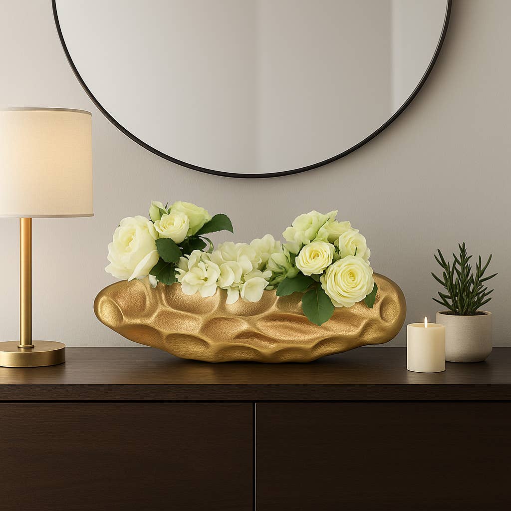 Decorative Bowl - Bronze Metal Cartwright Hammered, 20 in.