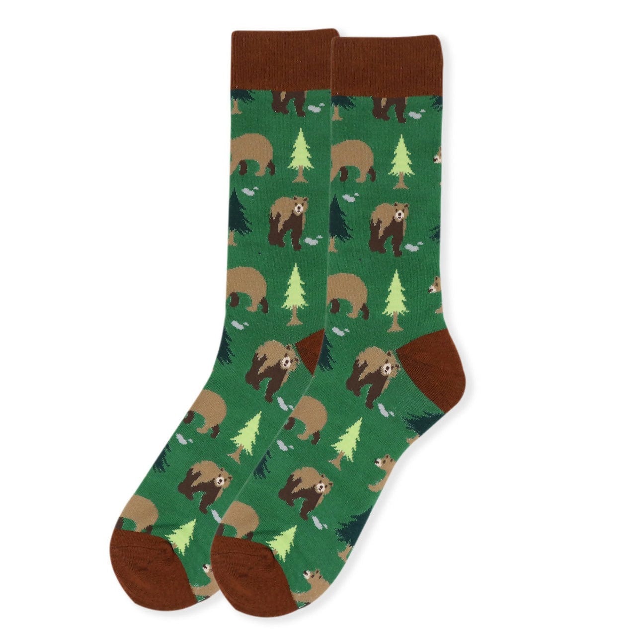 Mens Wilderness Bear Socks Green