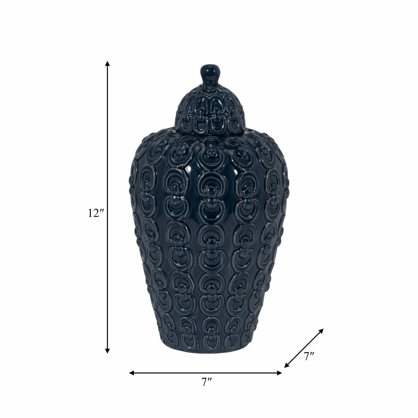 Ceramic Chain Texture Lidded, 12 in.