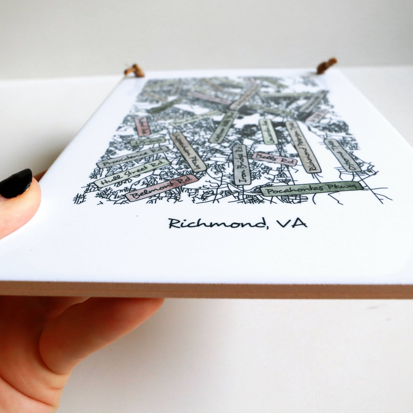 City Street Map Tile Sign - Rectangle - Custom Order