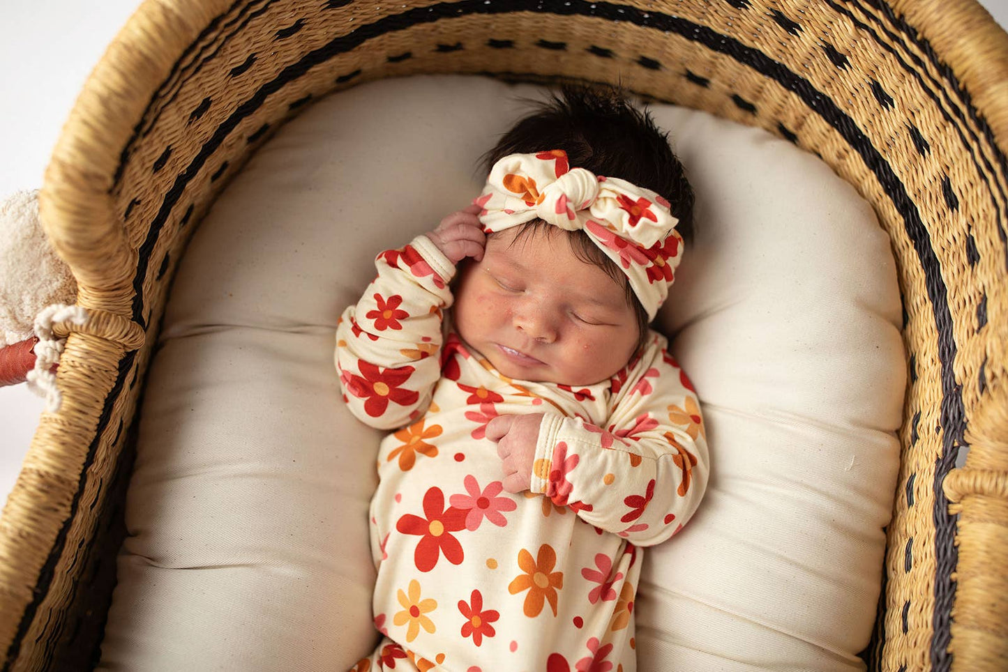 70s Groovy Flower Knotted Newborn Baby Gown