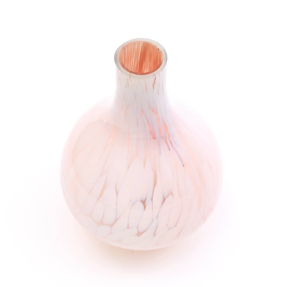 White Splutter Round Glass Vase-8.5X13"