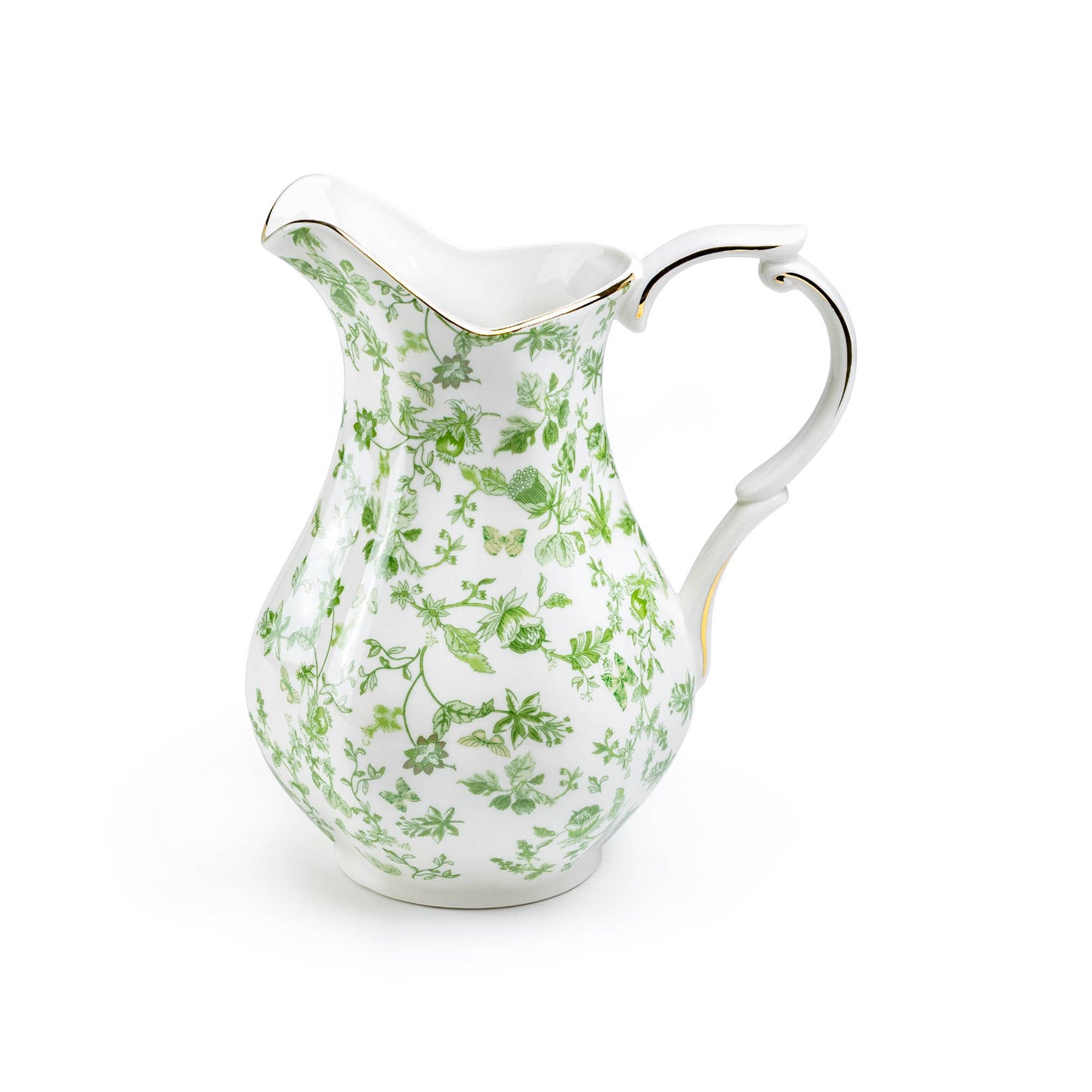 Porcelain 9" Tall Large Size Green Pitcher