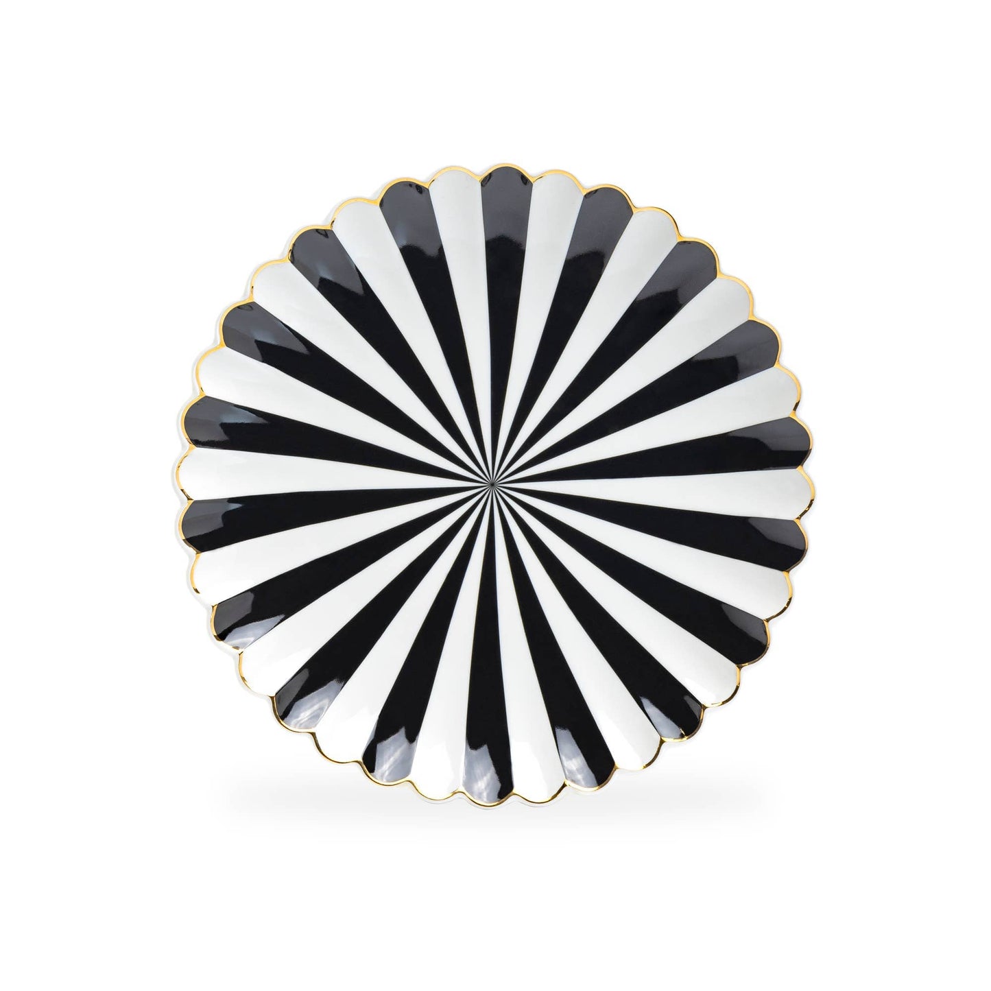 Black and White 8.5" Scallop Fine Porcelain Dessert plate