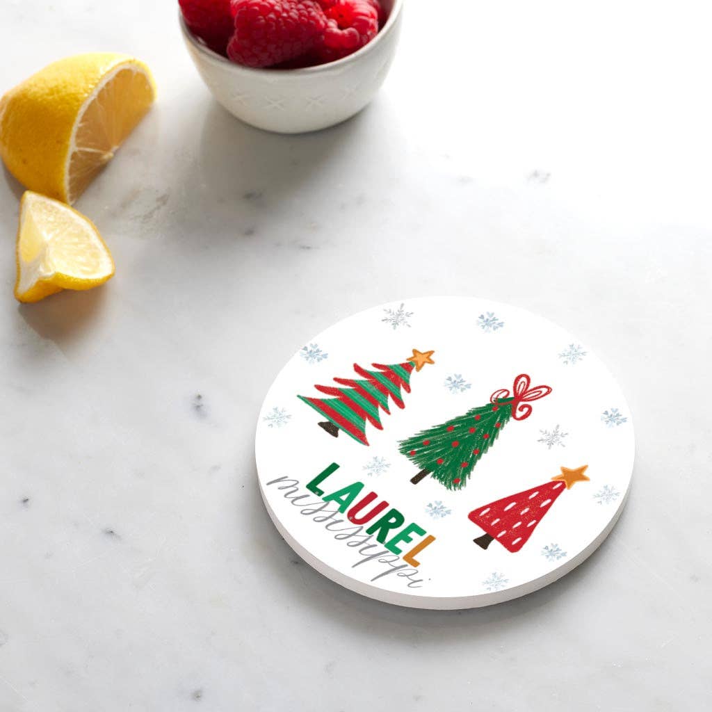Round Coaster, Christmas Decor, Custom Gifts, Festive