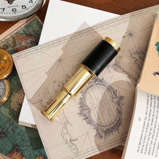 Brass handheld Collapsible Telescope with Wooden Box-6"