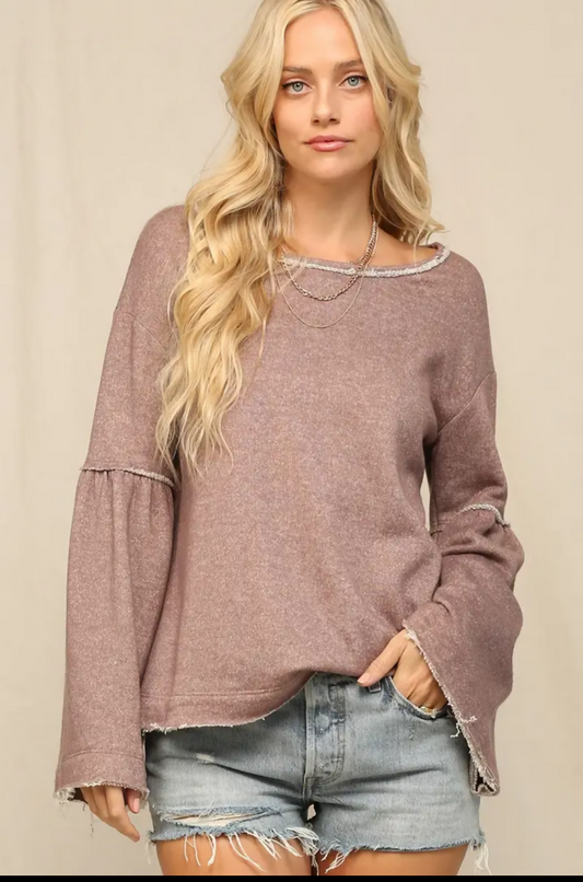 Terry oversize bell sleeve tunic