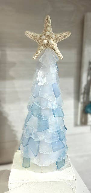 Mini Seaglass Christmas Tree No Lights Resin Starfish, 6 in