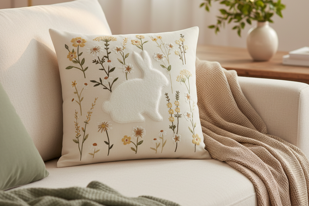Bunny garden Easter Pillow