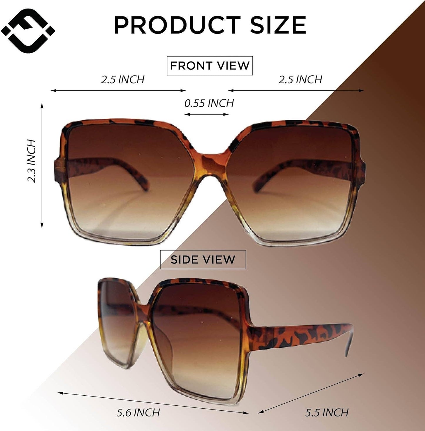 Oversized Square Sunglasses - Tortoise Frames/Ombre Brown