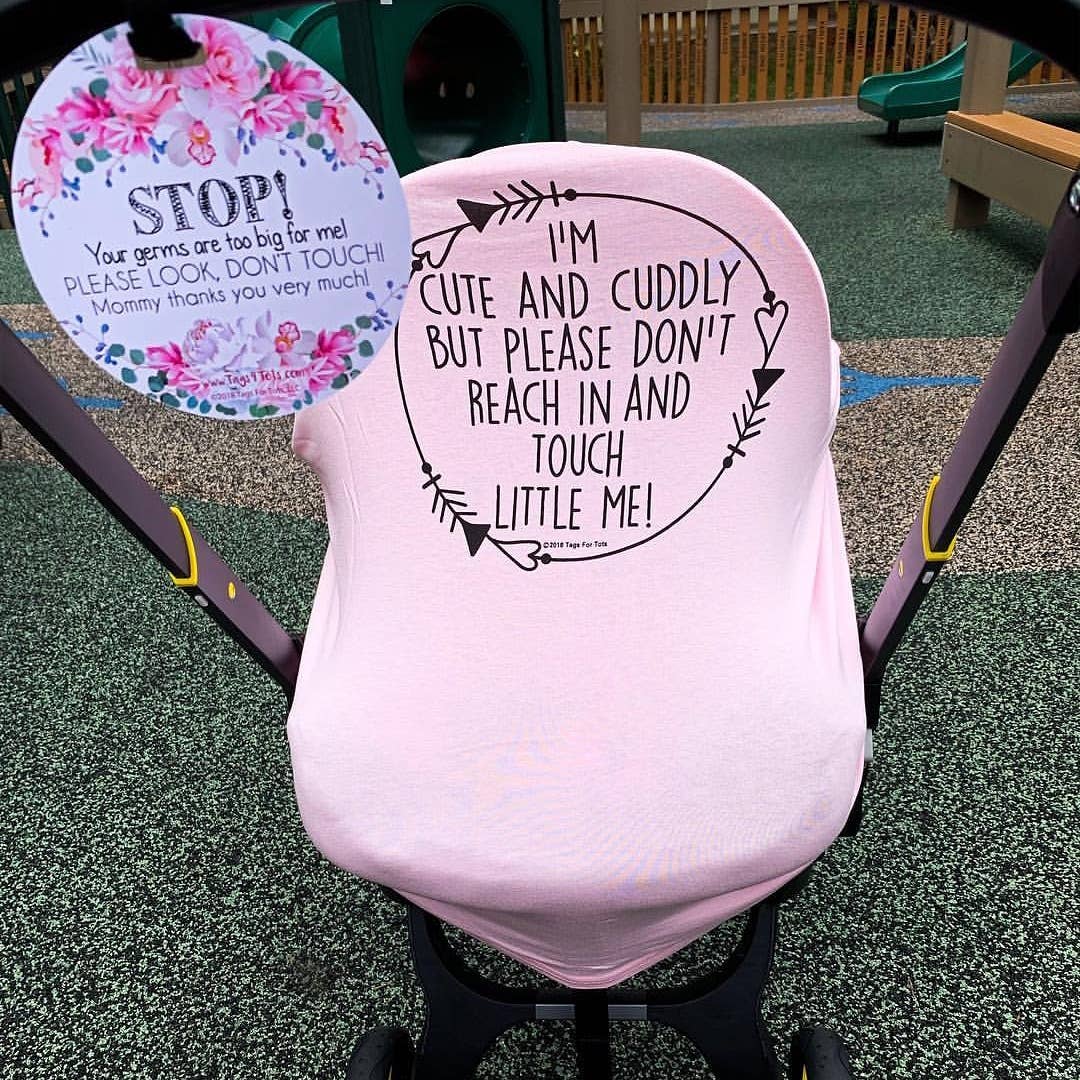 Pink No Touching Baby Car Seat Cover