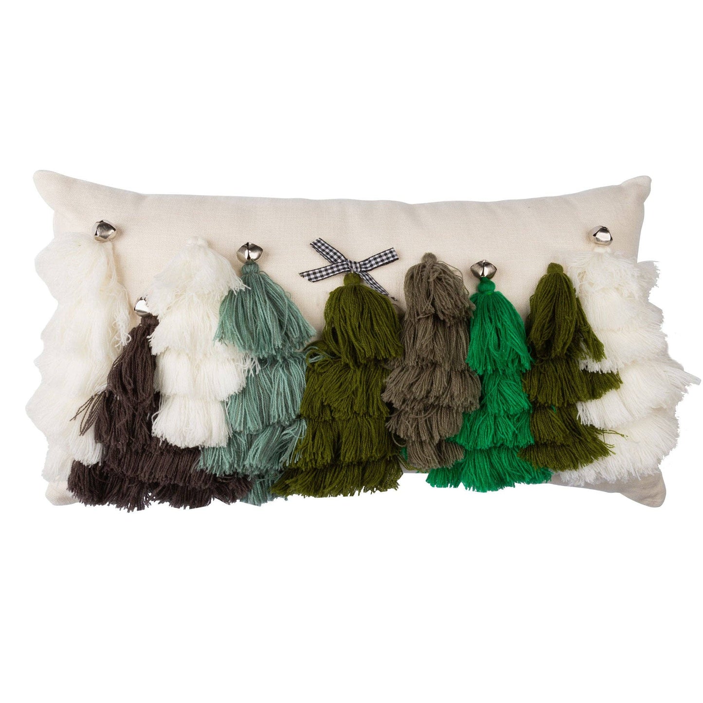 Christmas Tassel Trees 12x22 Decorative Lumbar Throw Pillow