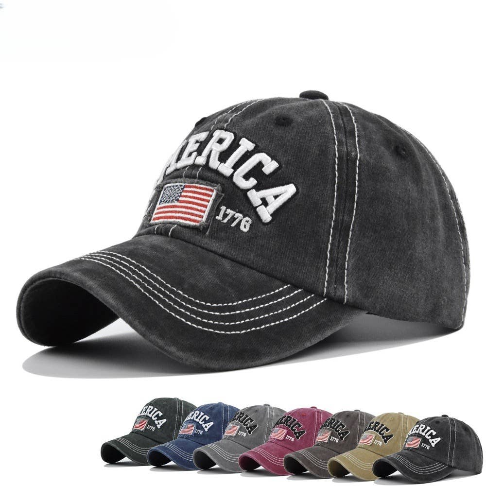 Fourth of July hat American flag embroidery baseball cap