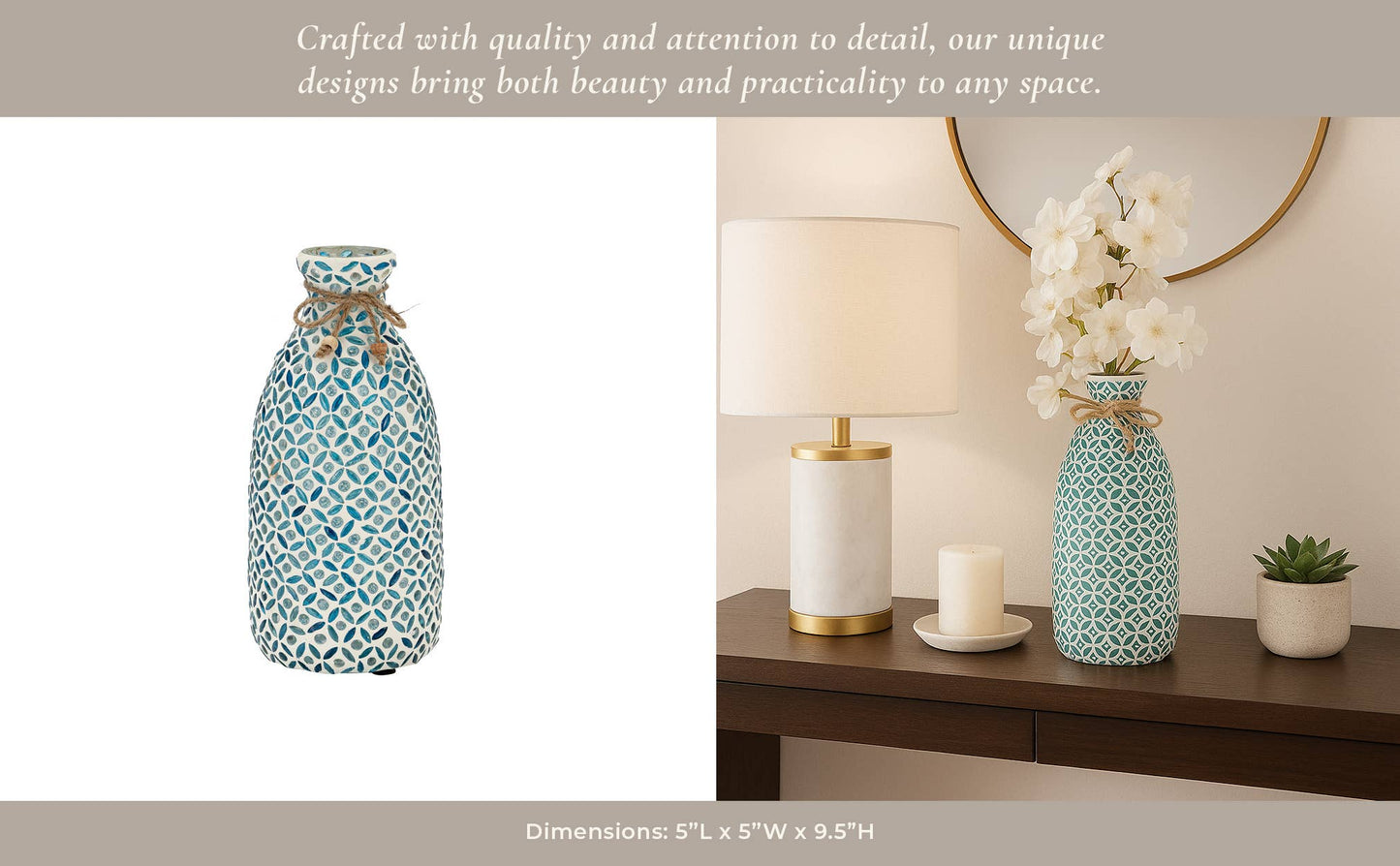 Blue Glass Mosaic Vase