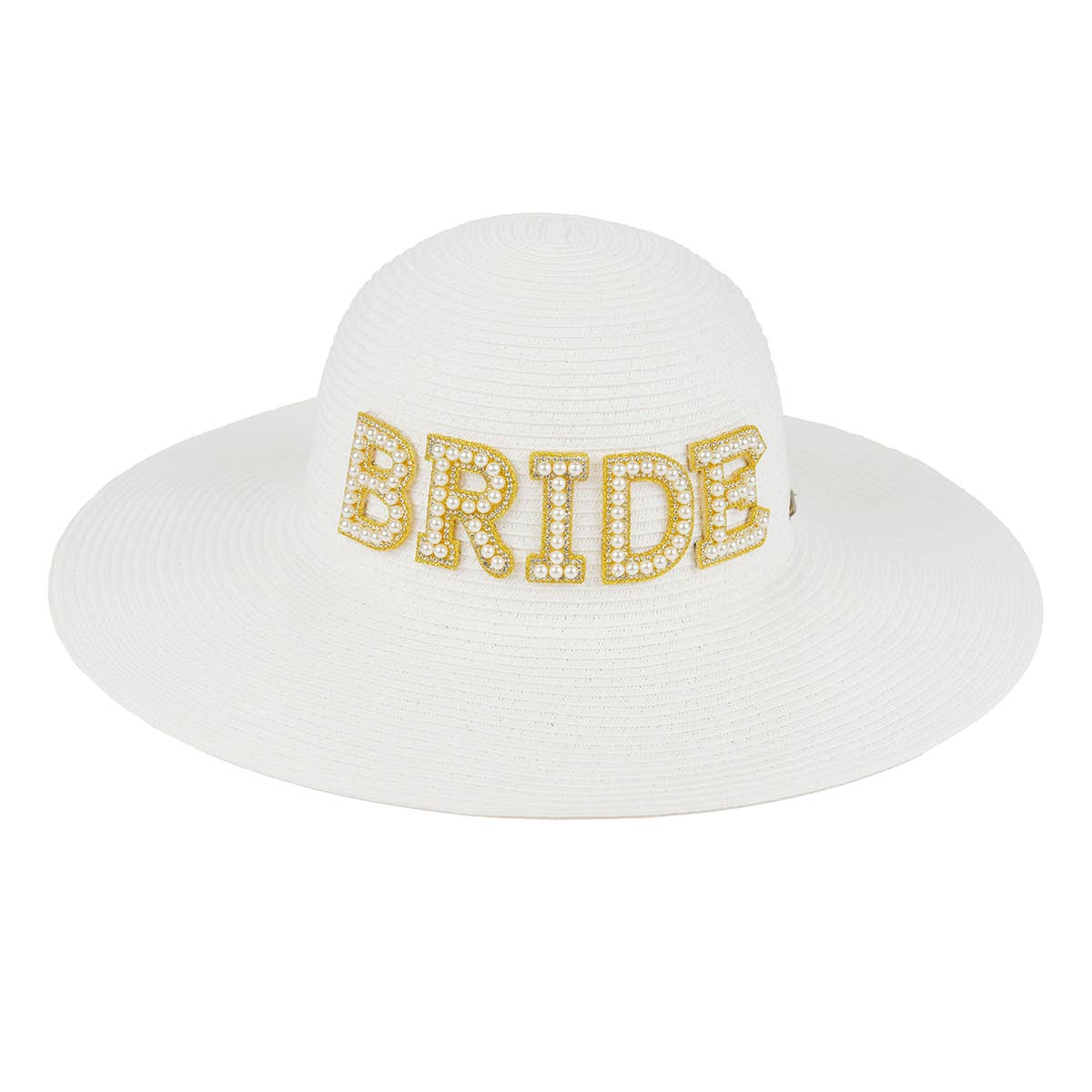 Rhinestone & Pearl Sun Hat - Bride (White/Gold)