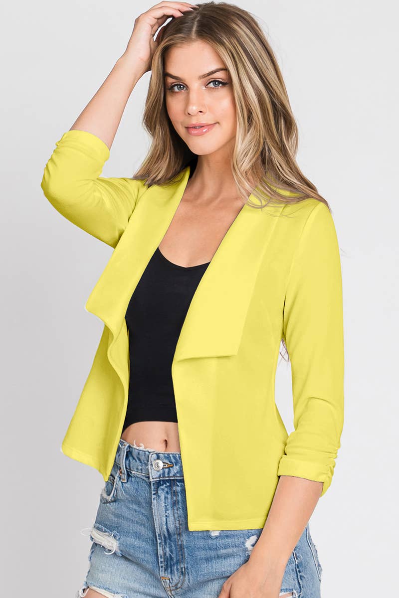 Sleeve Open Front Blazer
