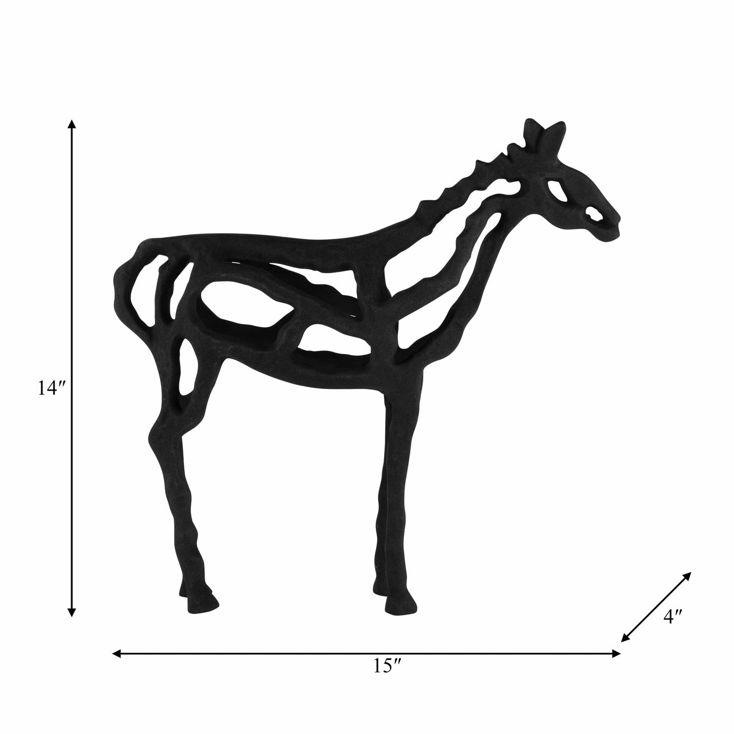 Decorative Sculpture - Black Metal Horse Illusion, 14 in.