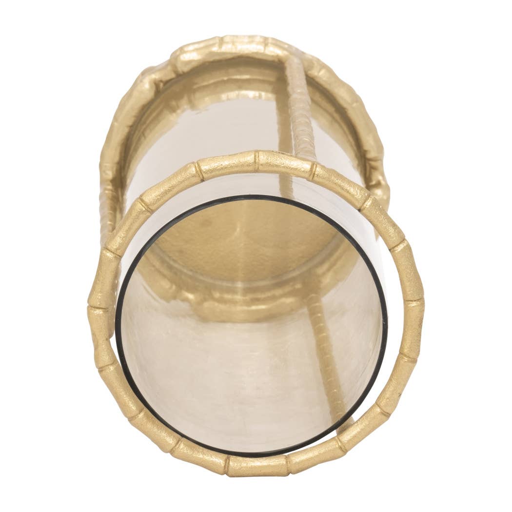 Metal Glass Modern Hurricane Candle Holder - Gold, 13 in.
