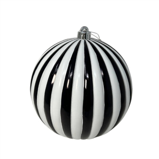 4” Black/White Striped Ornament