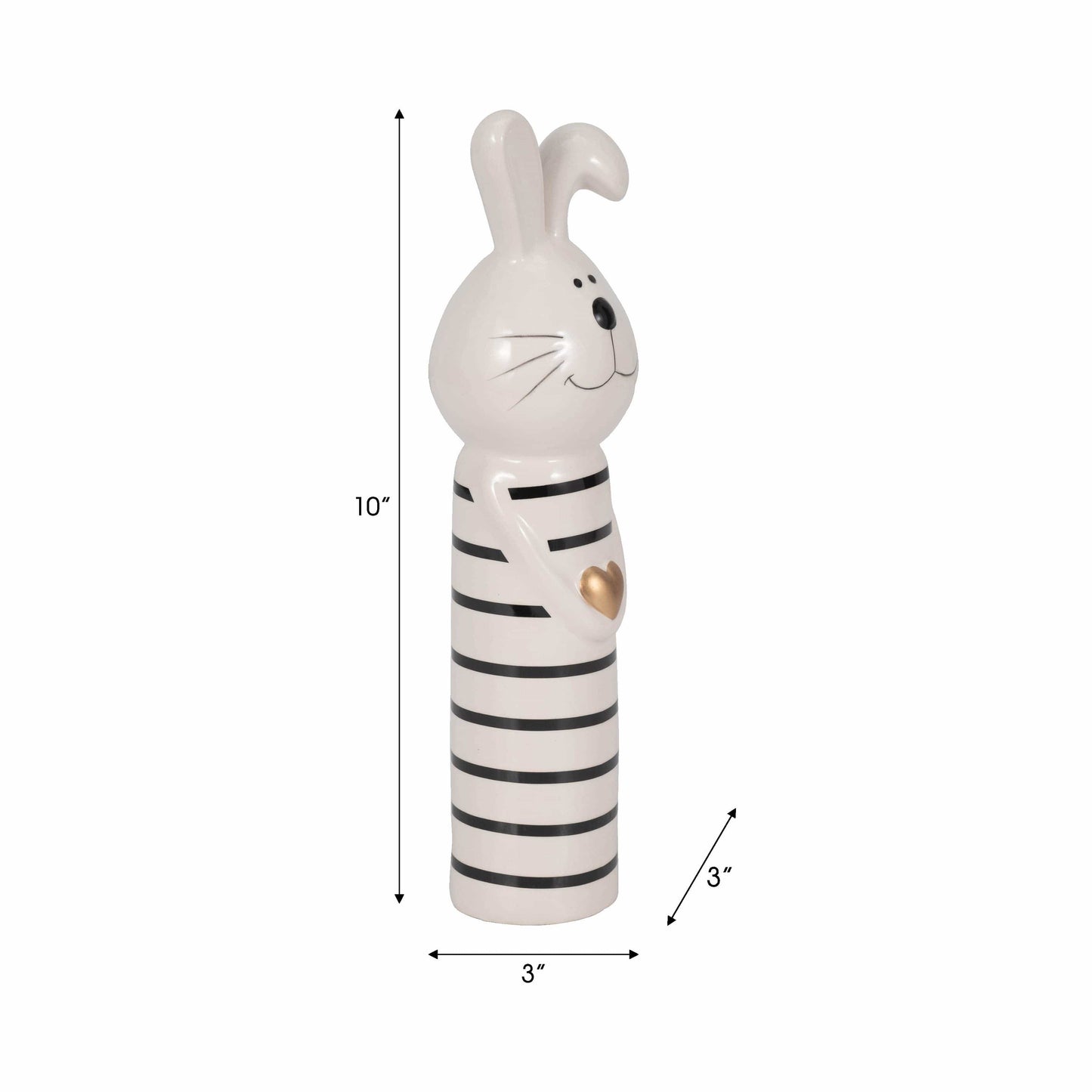 Ceramic Lines Bunny with Heart Figurine - White, 10 in.