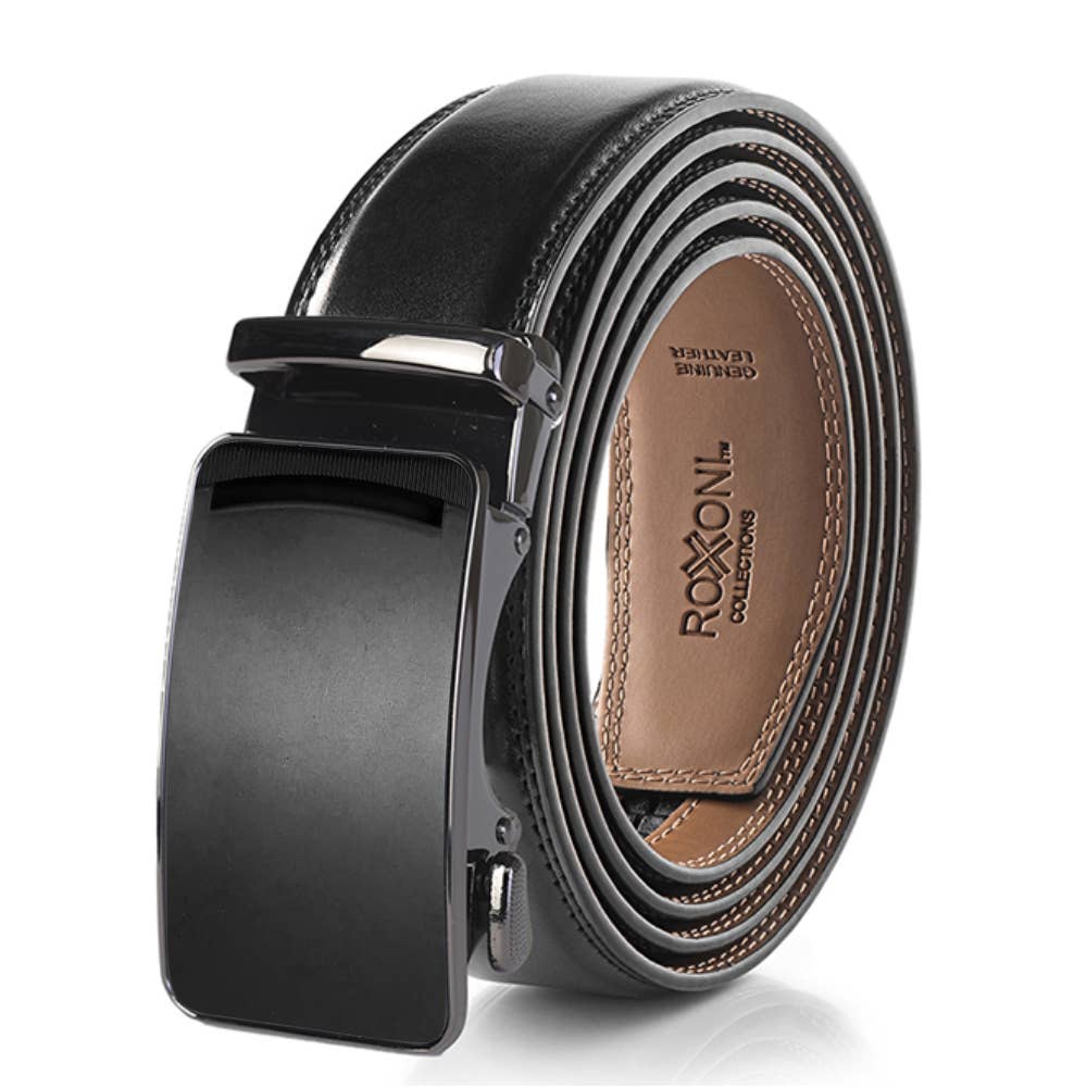 Men’s Genuine Leather Ratchet Belt with Automatic Buckle