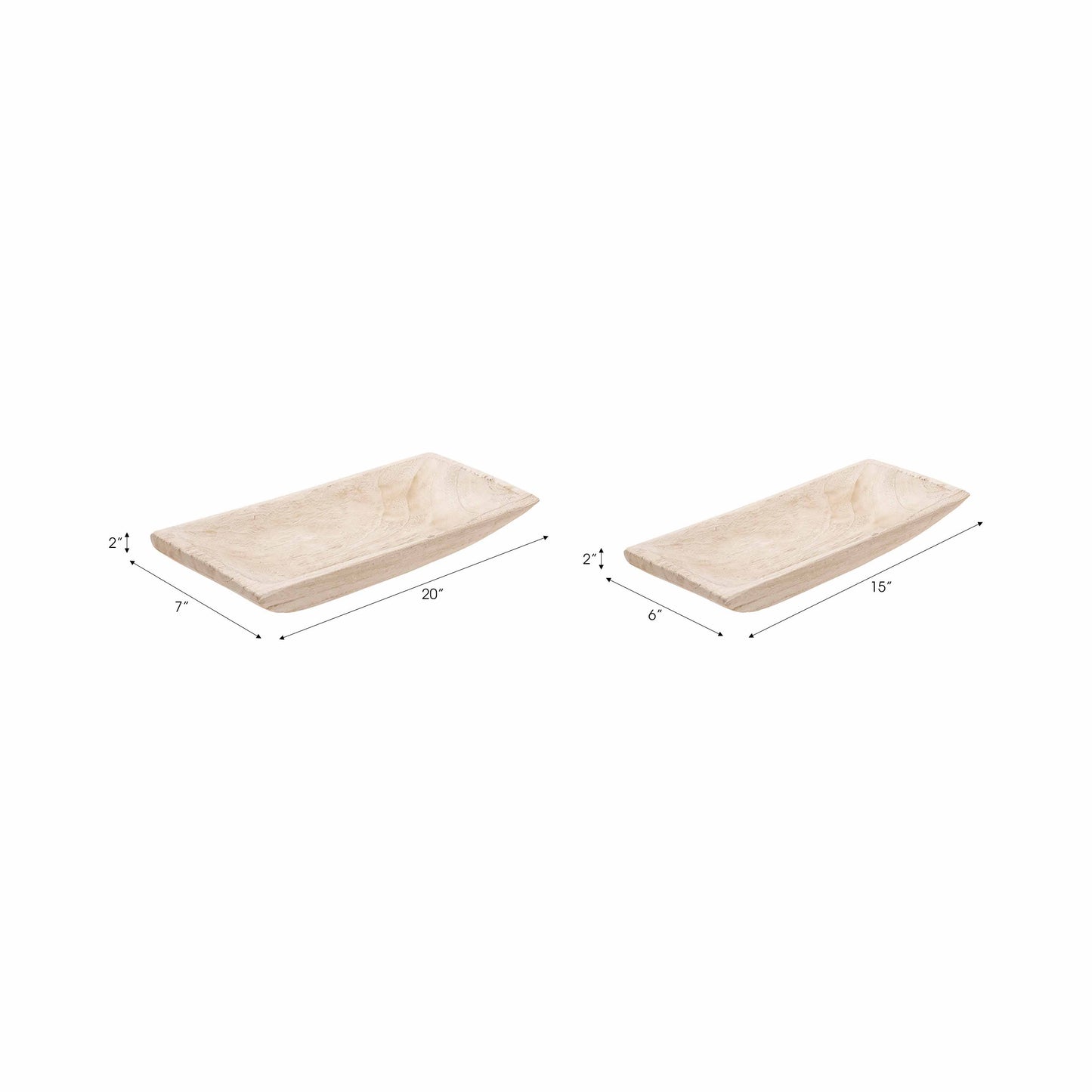 White 15/20 in. Wooden Rectangular Coastal Trays (Set of 2)