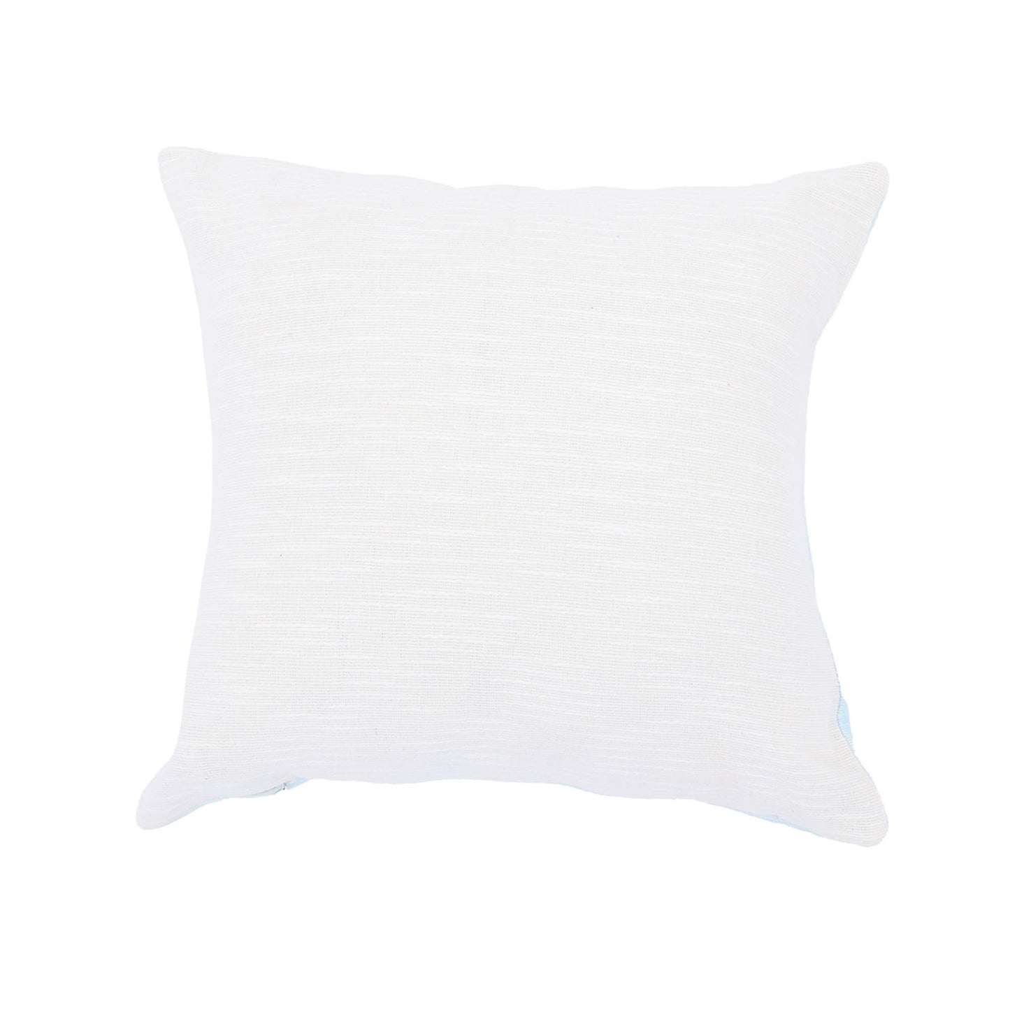 Print & Beadwork Seashell Pillow-Blue & Ivory 18"x18"
