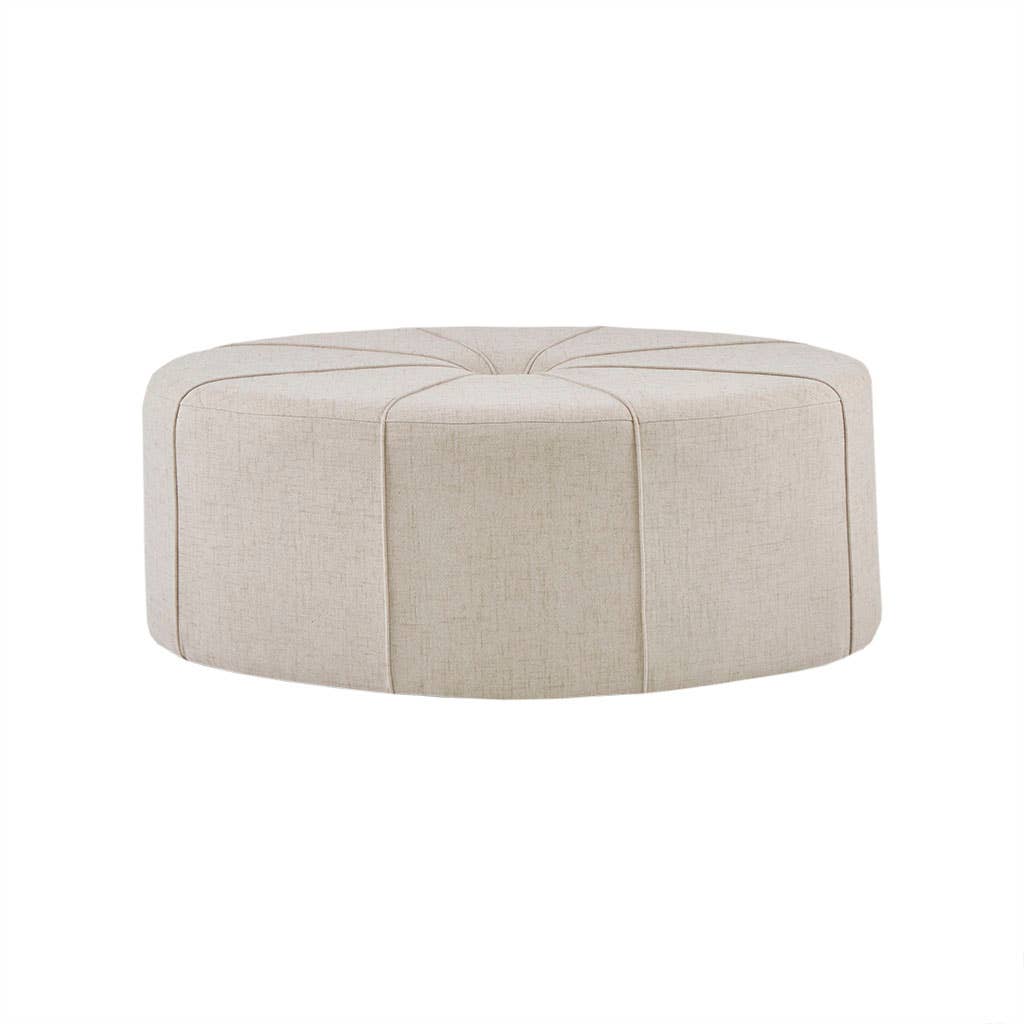 Oval Oversized Ottoman with Tufted Center, Cream *