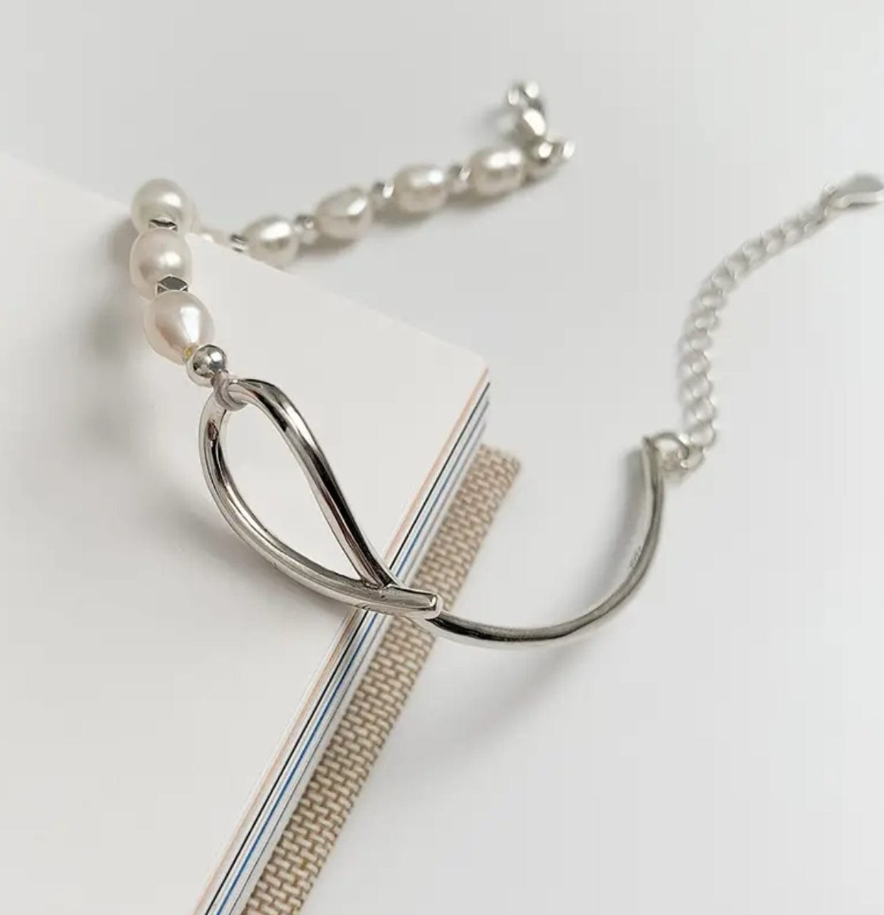 Silver Bracelet w/ Pearl Bangle
