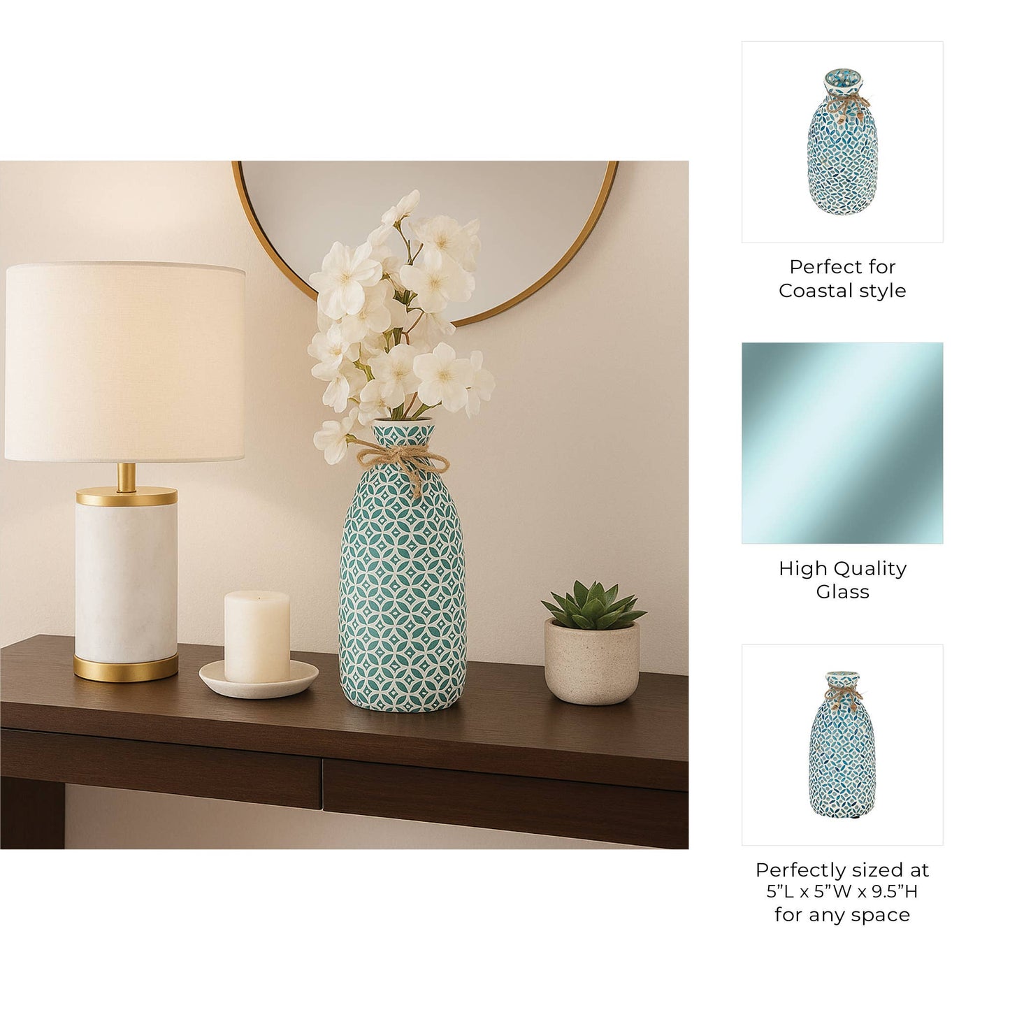 Blue Glass Mosaic Vase