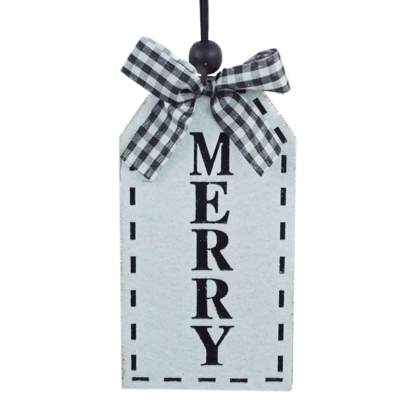 "MERRY" Tag Christmas Ornament-Black/White