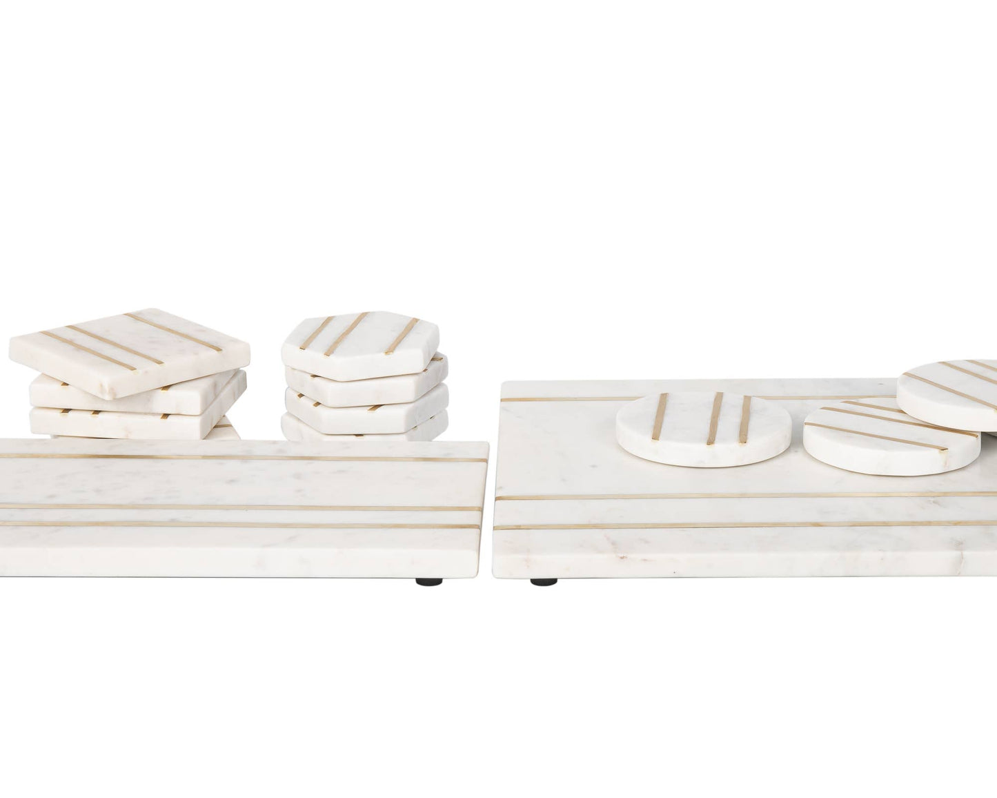 Round Marble Coasters with Inlay -Set of 4