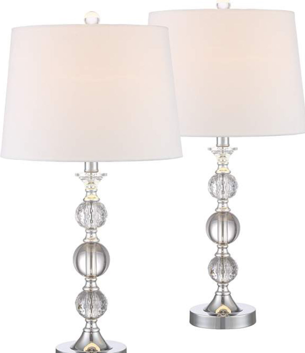 Silver Stacked Crystal Table Lamps