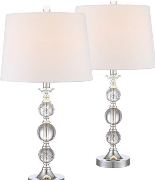 Silver Stacked Crystal Table Lamps