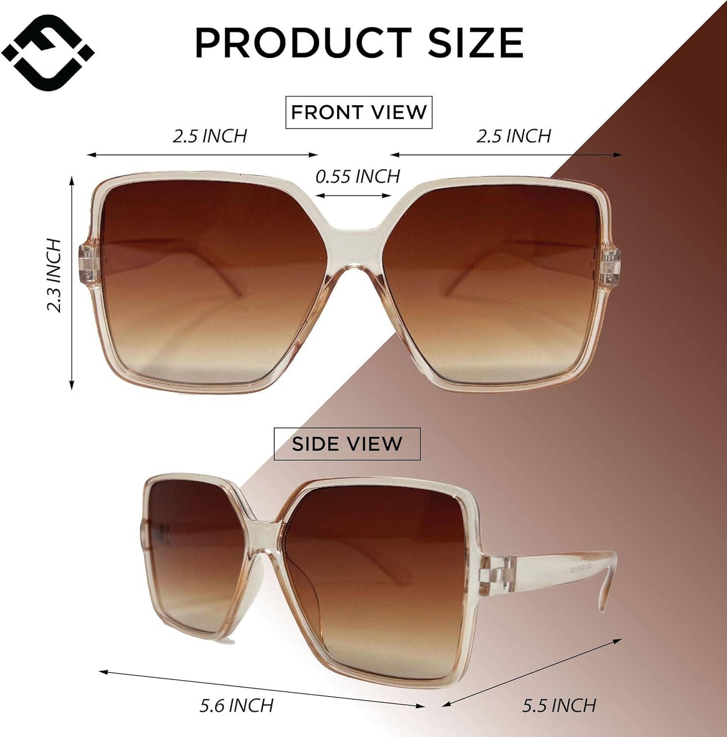 Oversized Square Sunglasses - Brown Frames/Ombre Brown