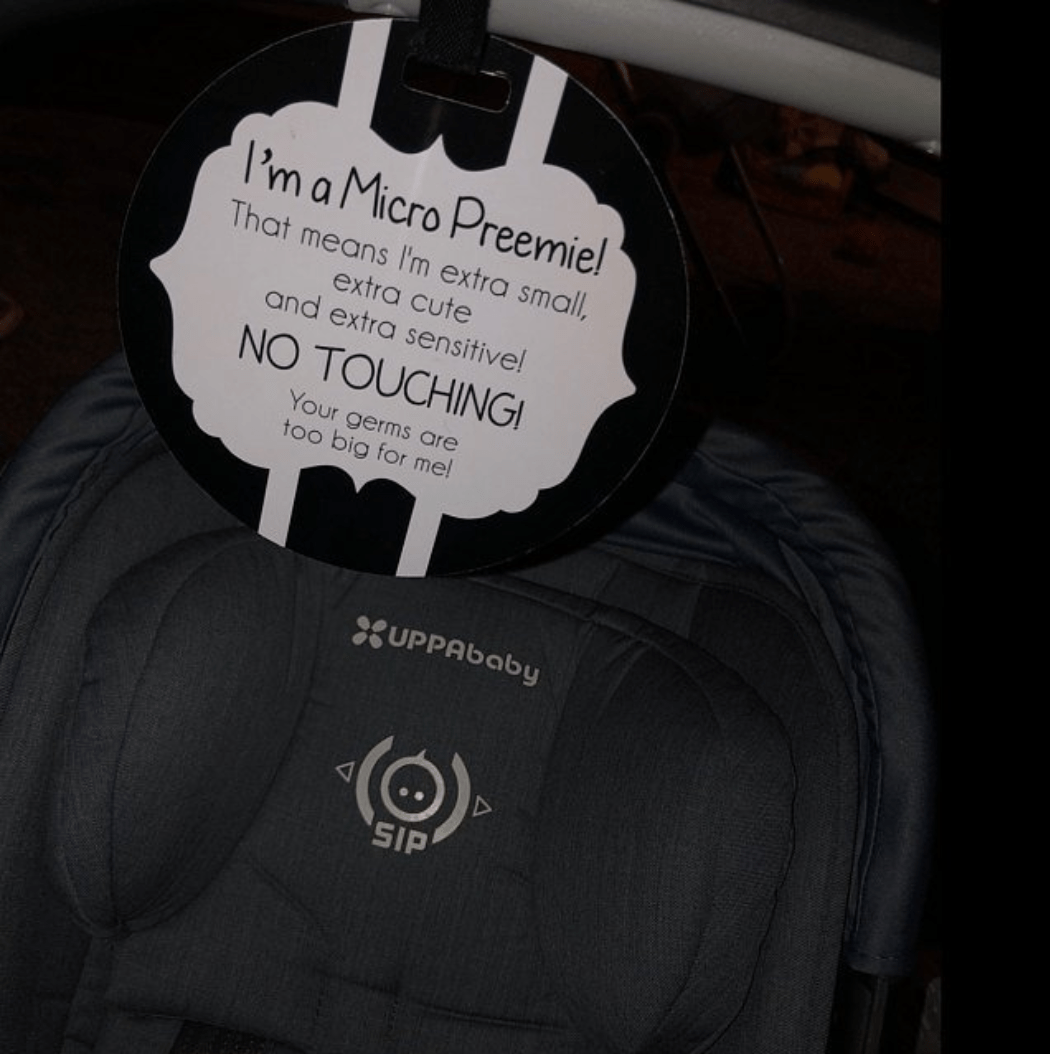 Micro Preemie No Touching Car Seat And Stroller Tag
