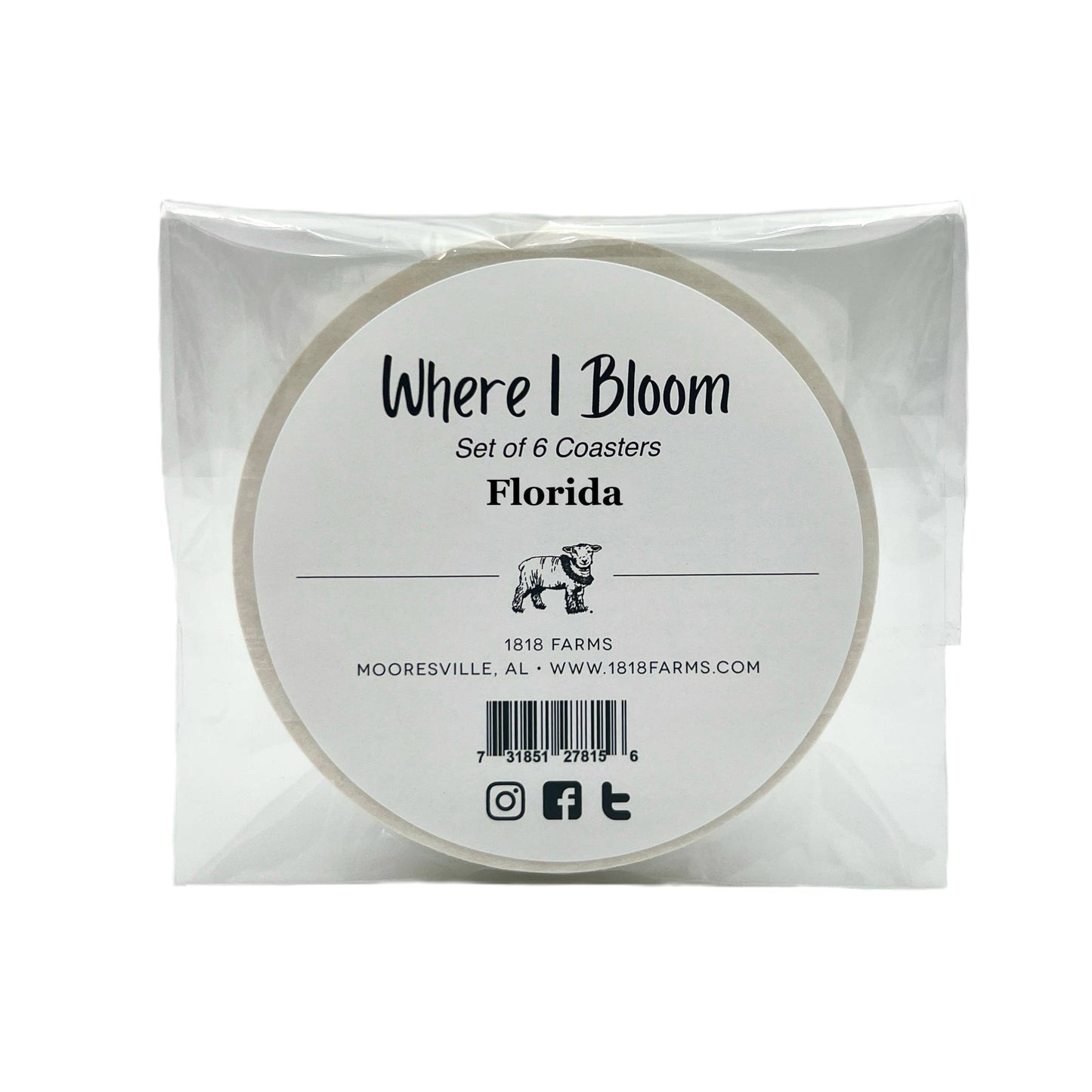 "Where I Bloom" State Coasters- Set of 6
